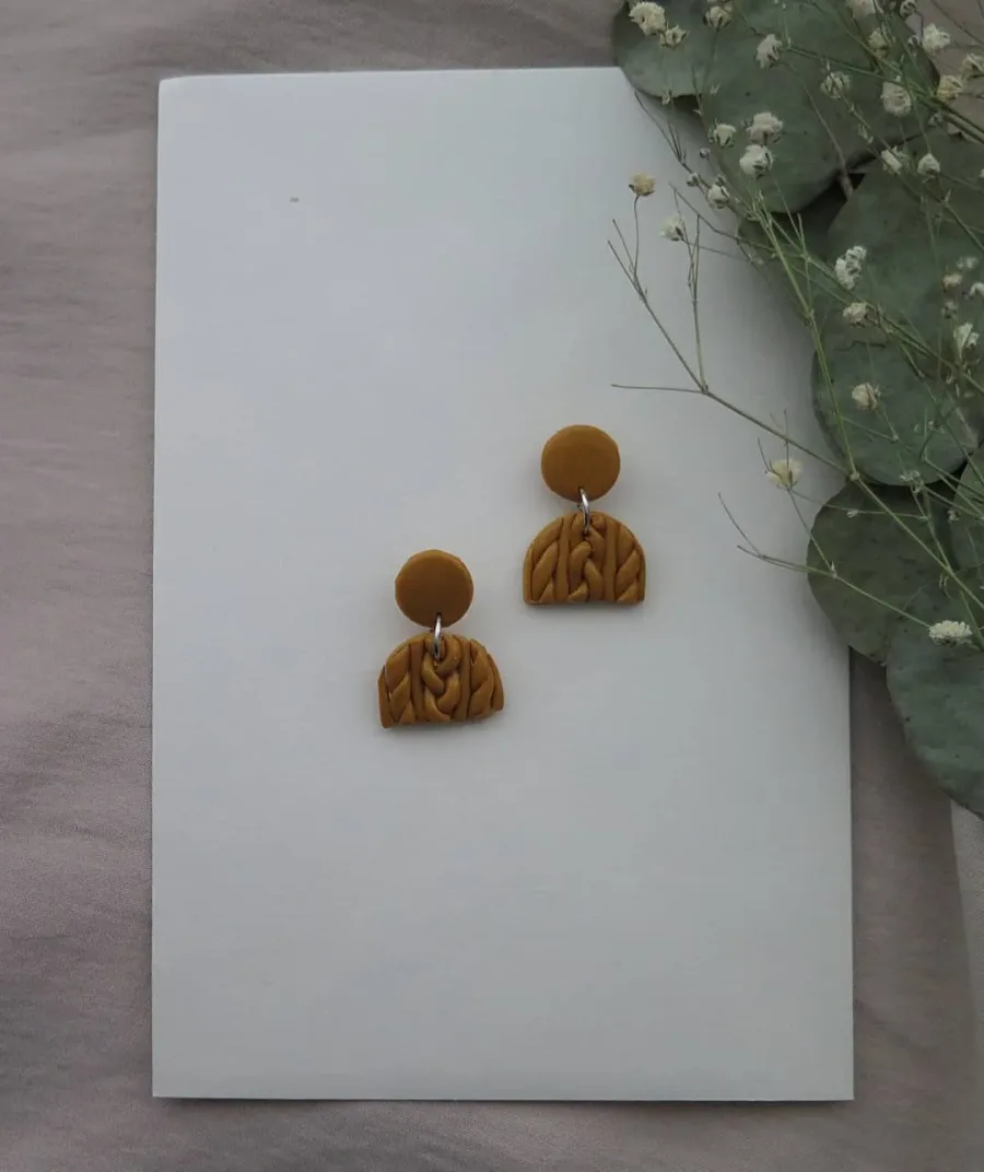 Örgü Model Küpe — Lavinia Clay Design el yapımı tasarım