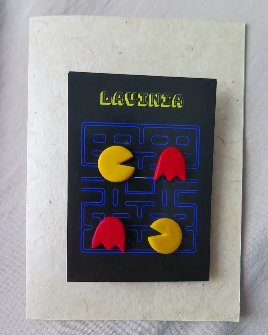 Pac-Man Figürlü Küpe Takımı
