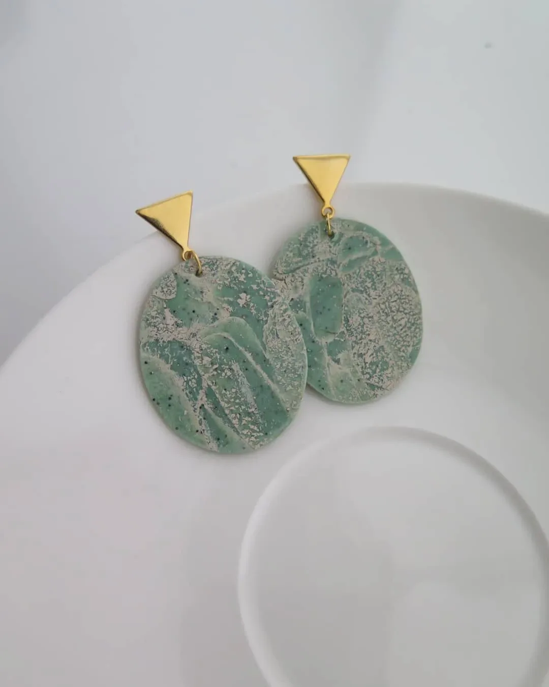 Desenli Doğal Taş Küpe — Lavinia Clay Design el yapımı tasarım
